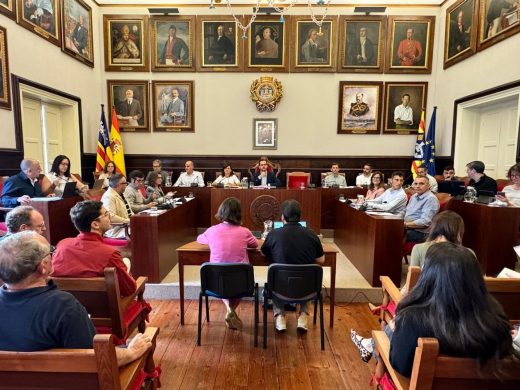 (Fotos) Carteles de protesta en el pleno extraordinario de Maó por la gestión del agua