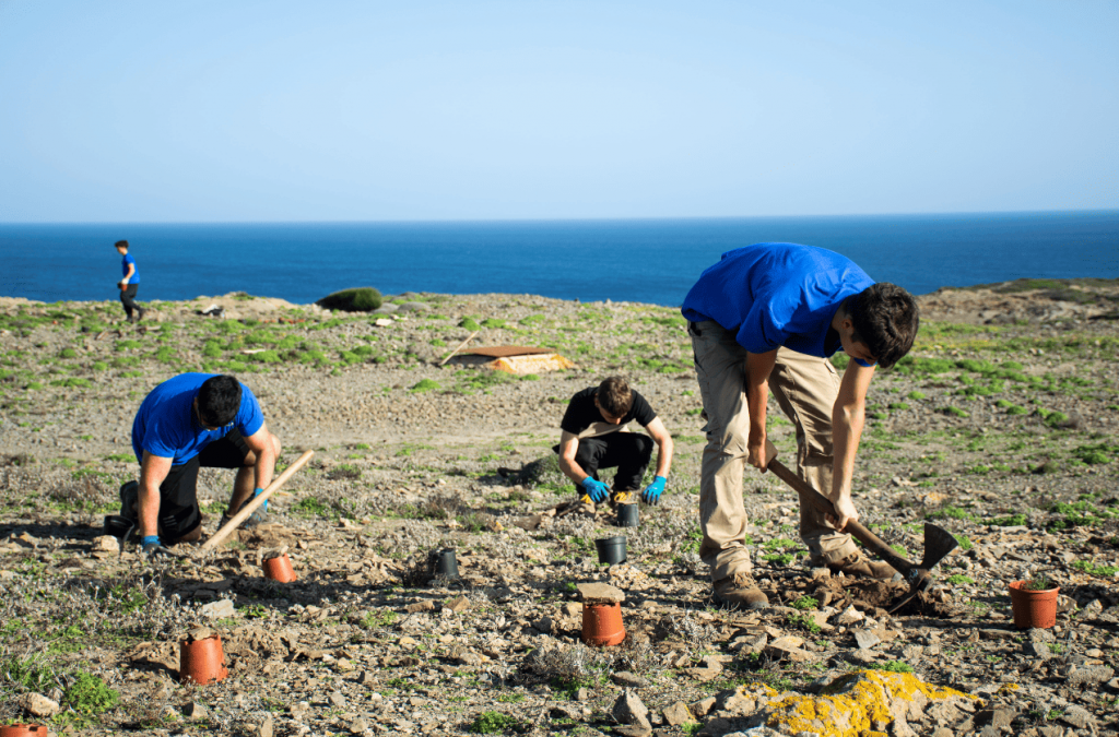 Alumnos del módulo de jardinería del IES Pascual Calbó.