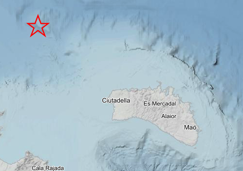 Epicentro del terremoto cerca de Ciutadella